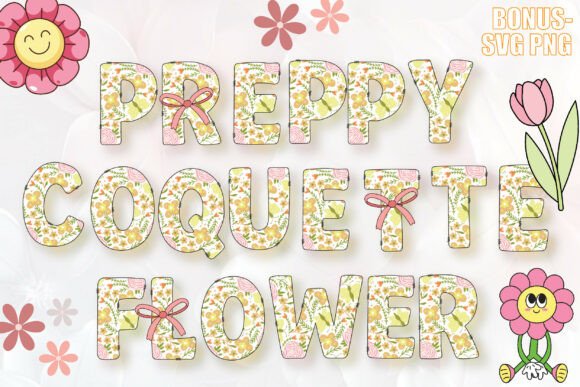 Preppy Coquette Flower Alphabets: A Stylish Creative Asset